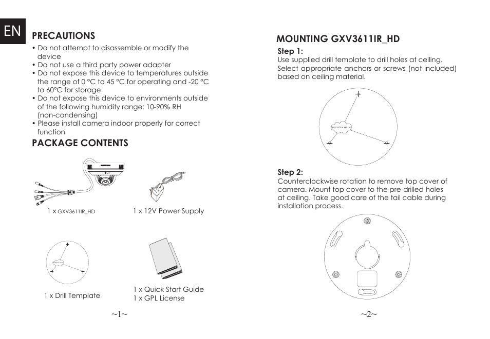 Grandstream GXV3611IR HD Quick Installation Guide User Manual | Page 3 / 47