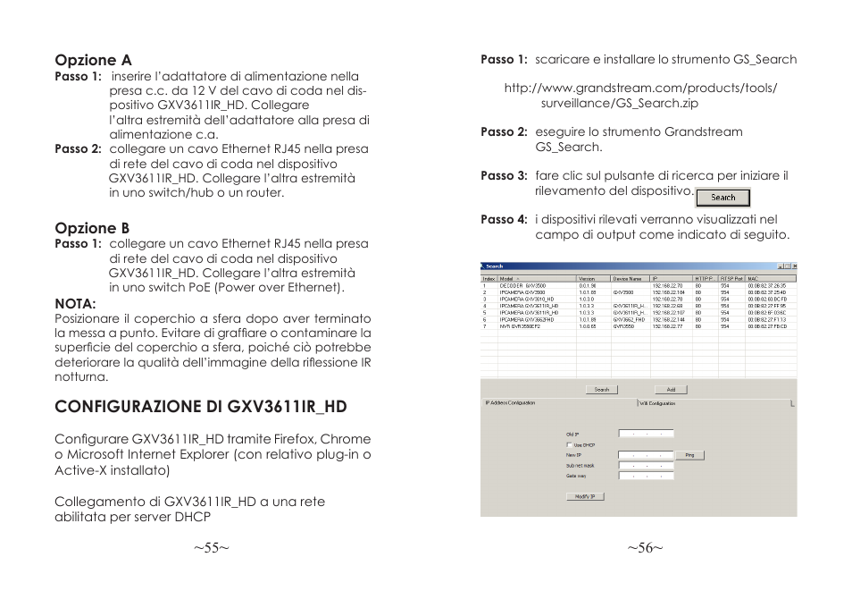 Configurazione di gxv3611ir_hd | Grandstream GXV3611IR HD Quick Installation Guide User Manual | Page 30 / 47