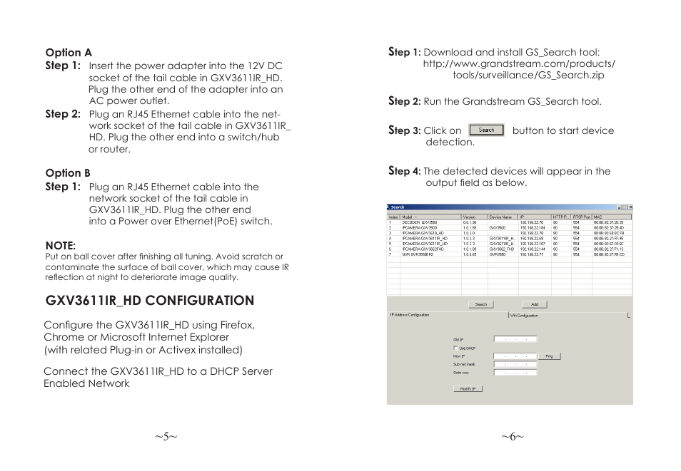 Gxv3611ir_hd configuration | Grandstream GXV3611IR HD Quick Installation Guide User Manual | Page 5 / 47