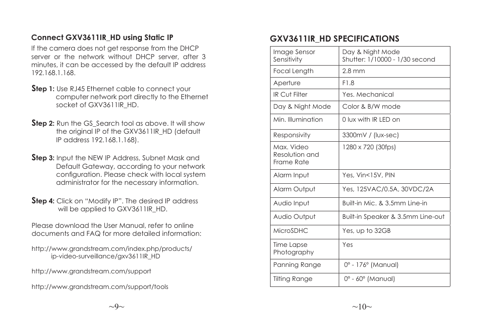 Grandstream GXV3611IR HD Quick Installation Guide User Manual | Page 7 / 47