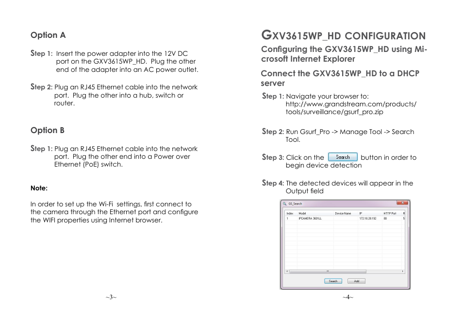 Xv3615wp_hd, Configuration | Grandstream GXV3615WP HD Quick Installation Guide User Manual | Page 4 / 22