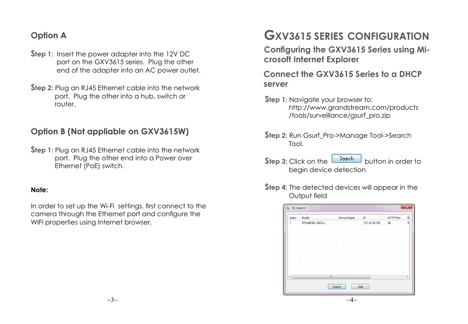Xv3615 series, Configuration | Grandstream GXV3615 Series Quick Installation Guide User Manual | Page 3 / 21