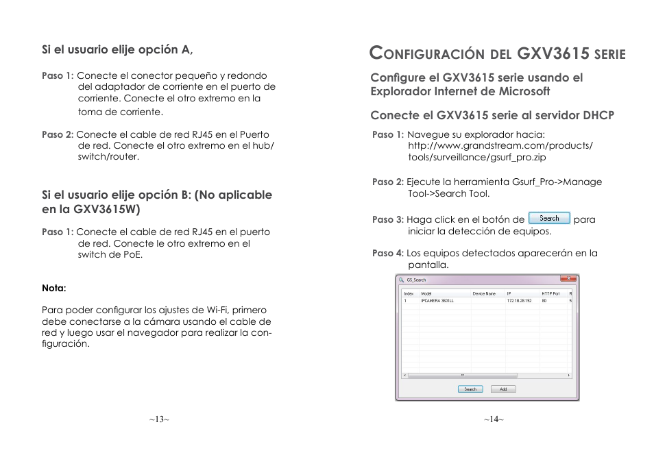 Gxv3615, Onfiguración, Serie | Grandstream GXV3615 Series Quick Installation Guide User Manual | Page 8 / 21