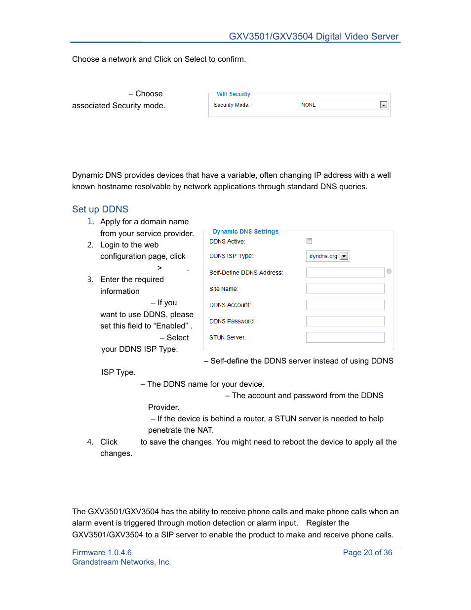 Grandstream GXV3501 Series User Manual User Manual | Page 20 / 36