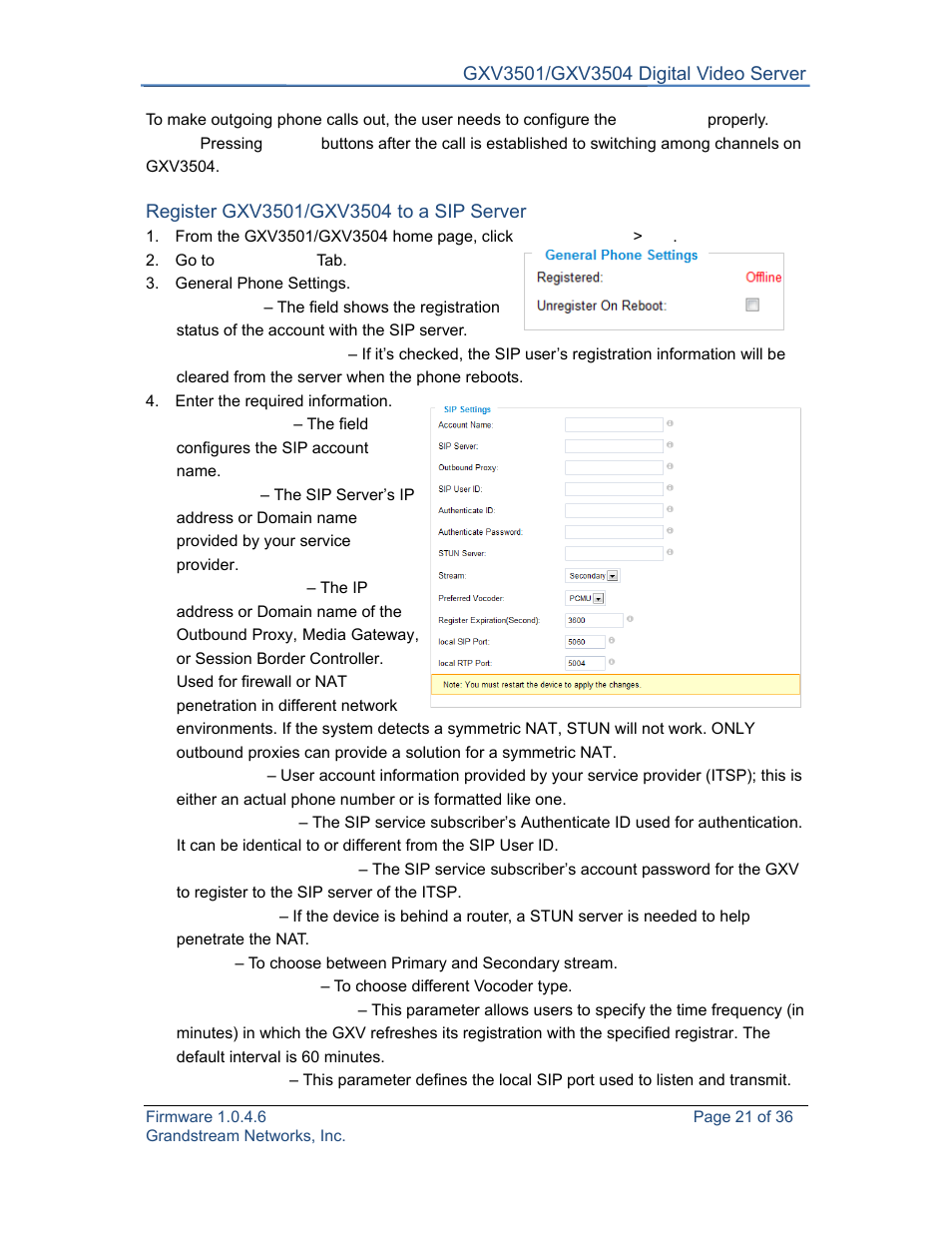 Grandstream GXV3501 Series User Manual User Manual | Page 21 / 36