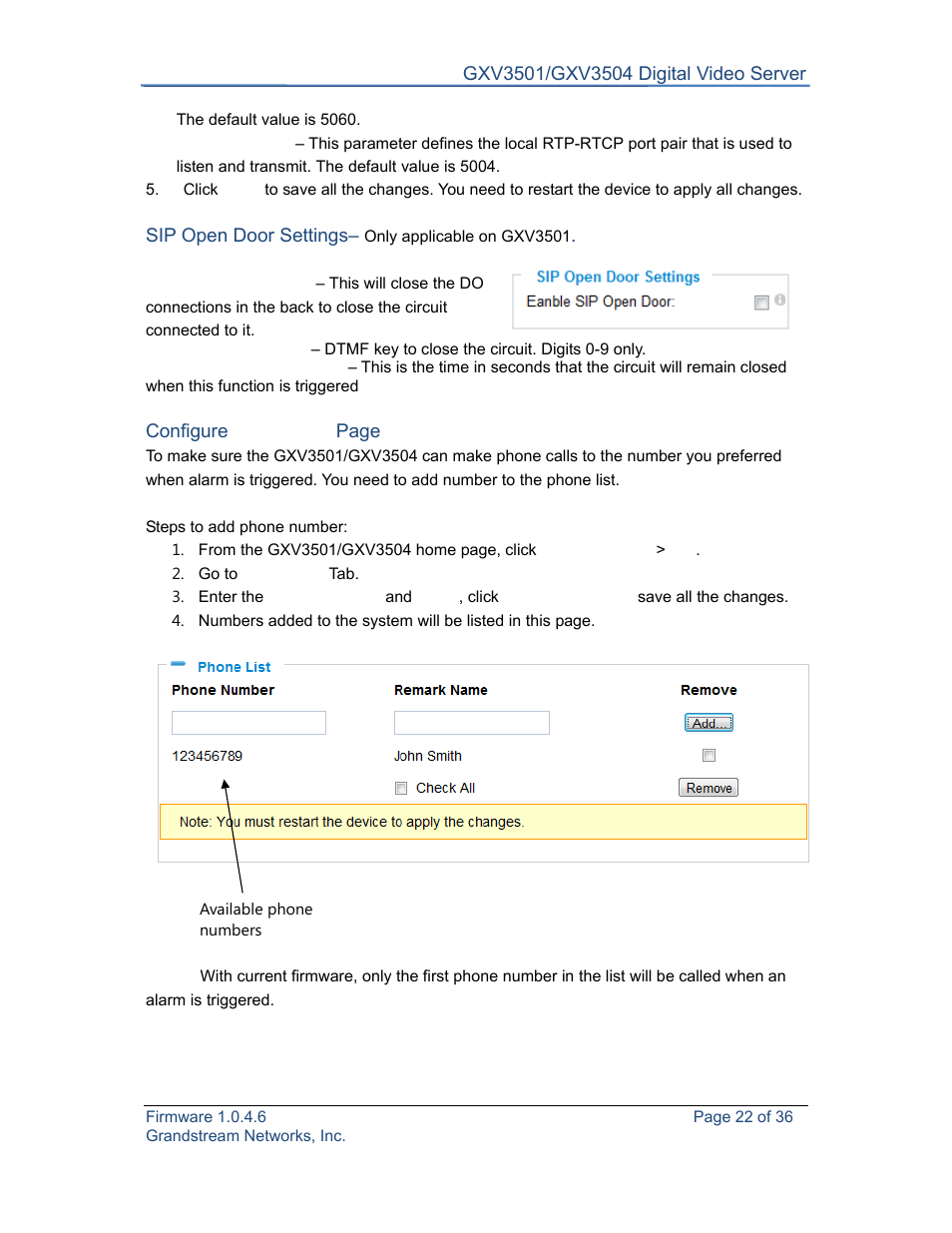 Grandstream GXV3501 Series User Manual User Manual | Page 22 / 36