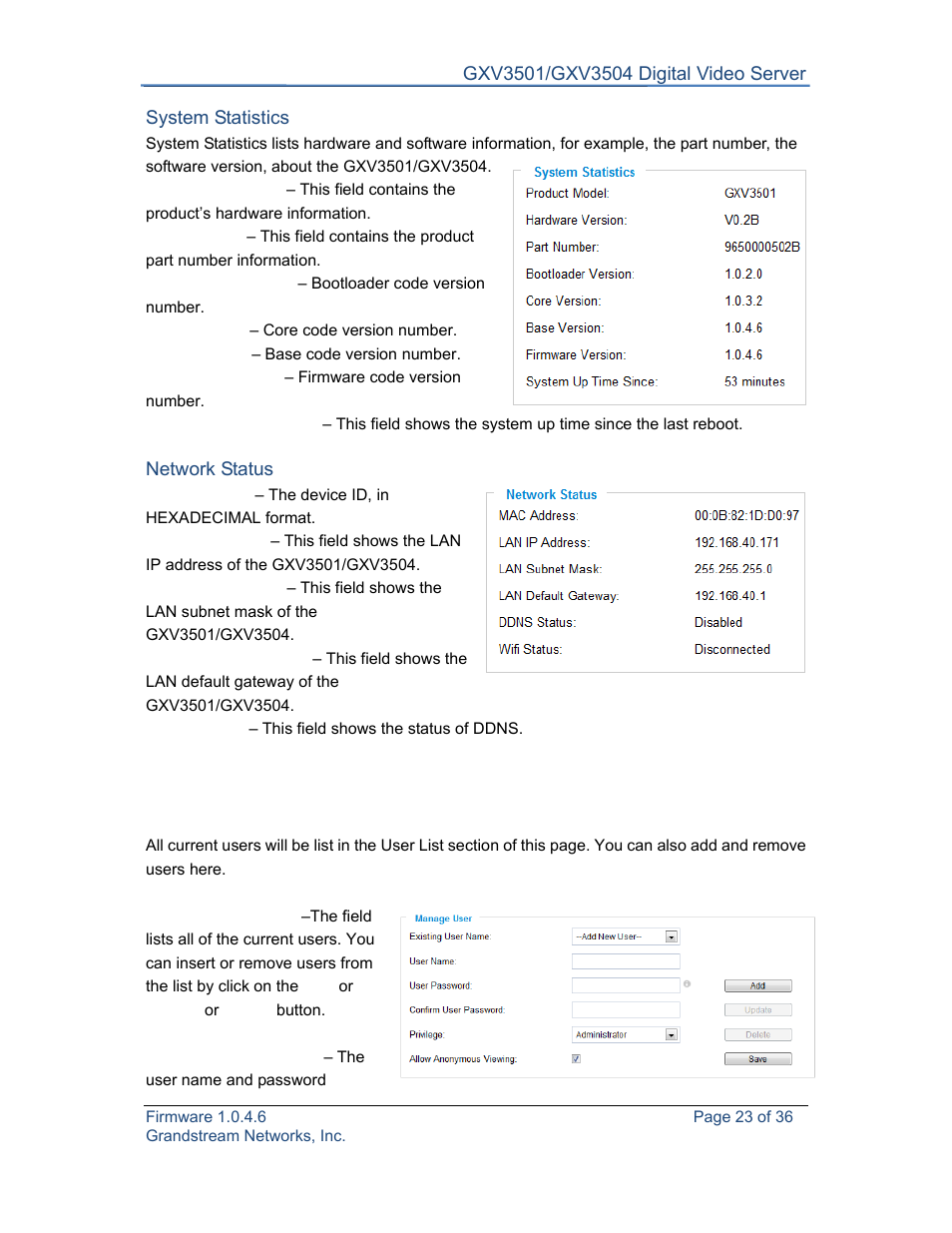 Grandstream GXV3501 Series User Manual User Manual | Page 23 / 36