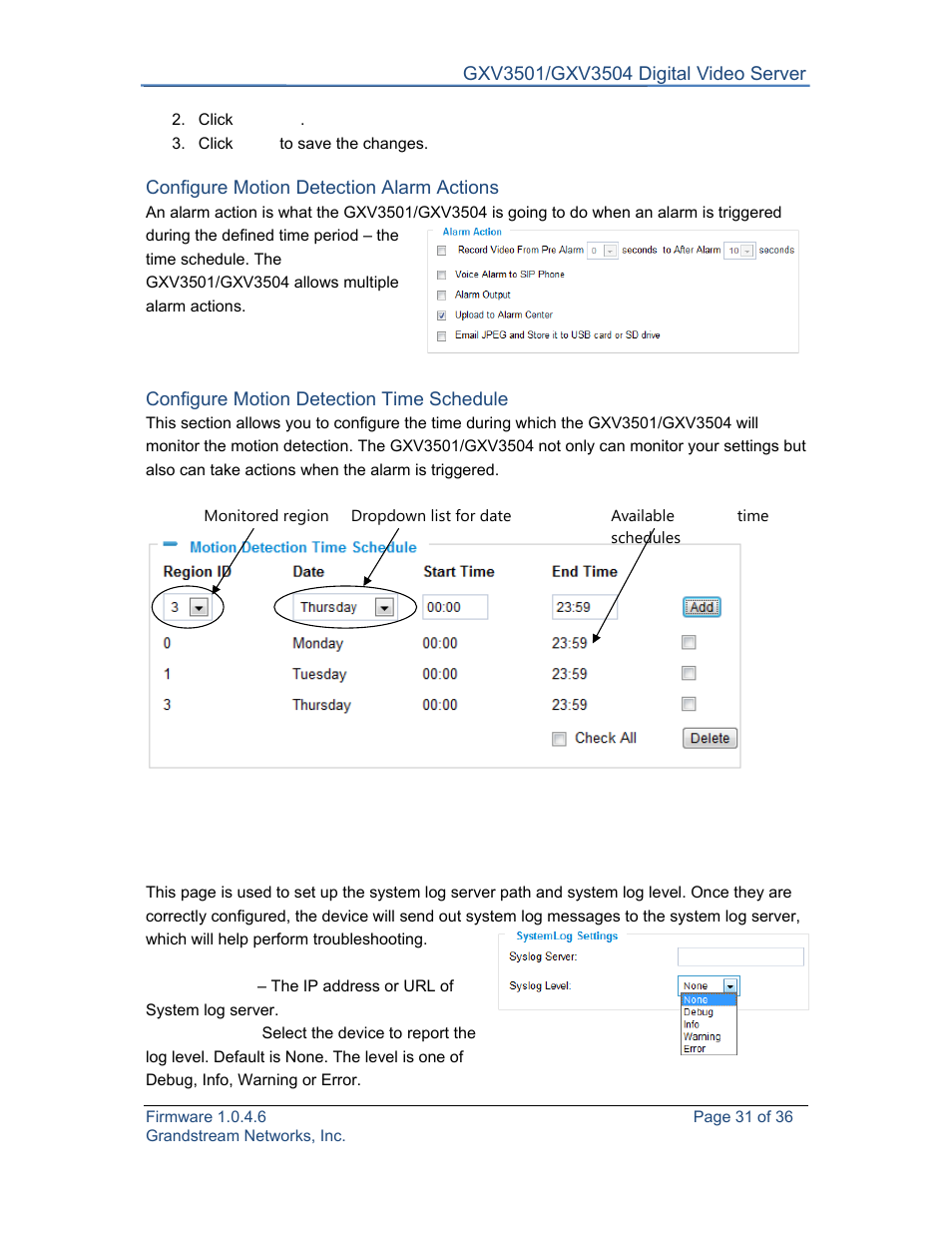 Grandstream GXV3501 Series User Manual User Manual | Page 31 / 36