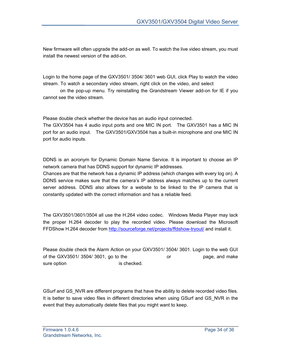 Grandstream GXV3501 Series User Manual User Manual | Page 34 / 36