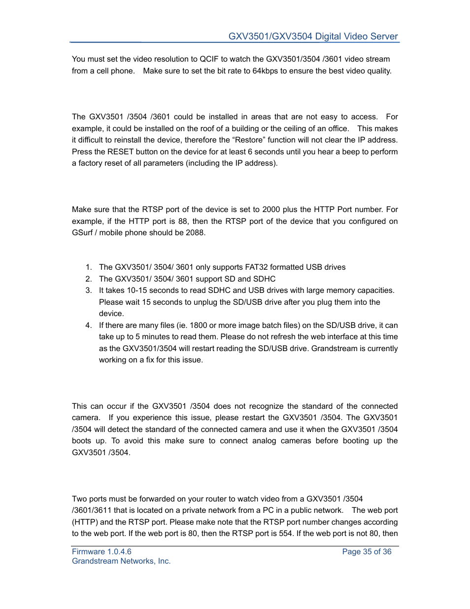 Grandstream GXV3501 Series User Manual User Manual | Page 35 / 36