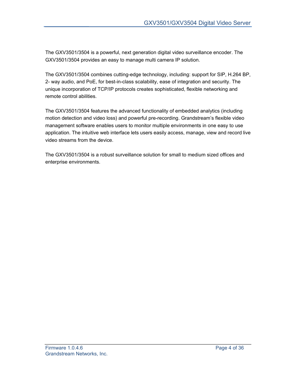 Welcome | Grandstream GXV3501 Series User Manual User Manual | Page 4 / 36