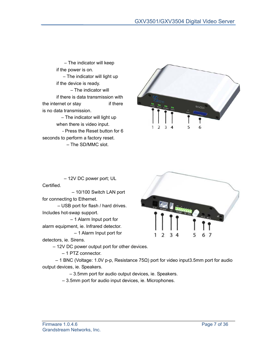Product overview | Grandstream GXV3501 Series User Manual User Manual | Page 7 / 36