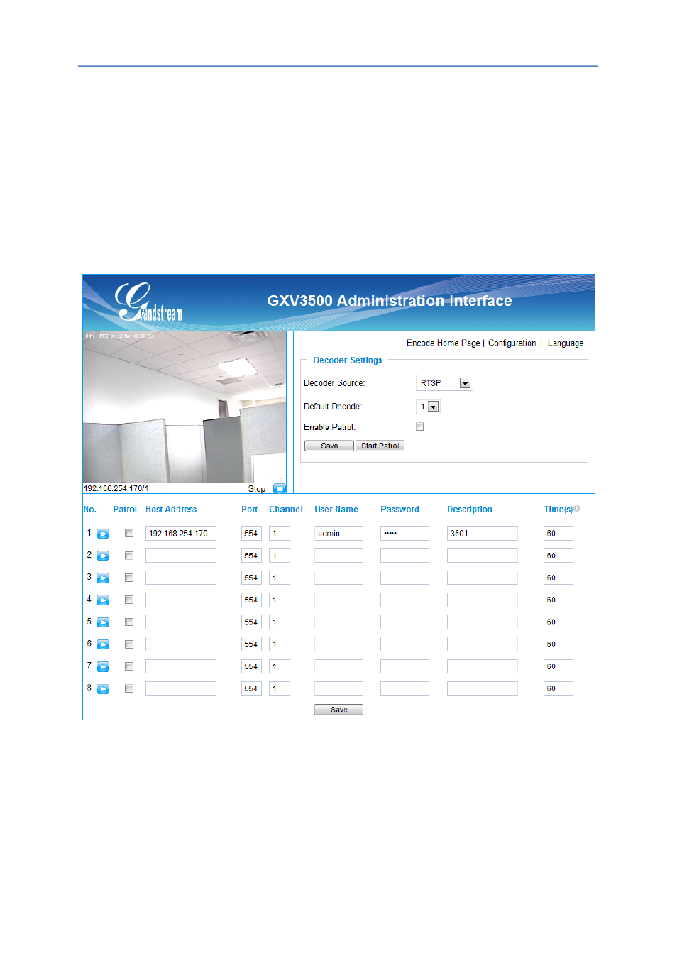 Gxv3500 decoder home page | Grandstream GXV3500 User Manual User Manual | Page 28 / 32