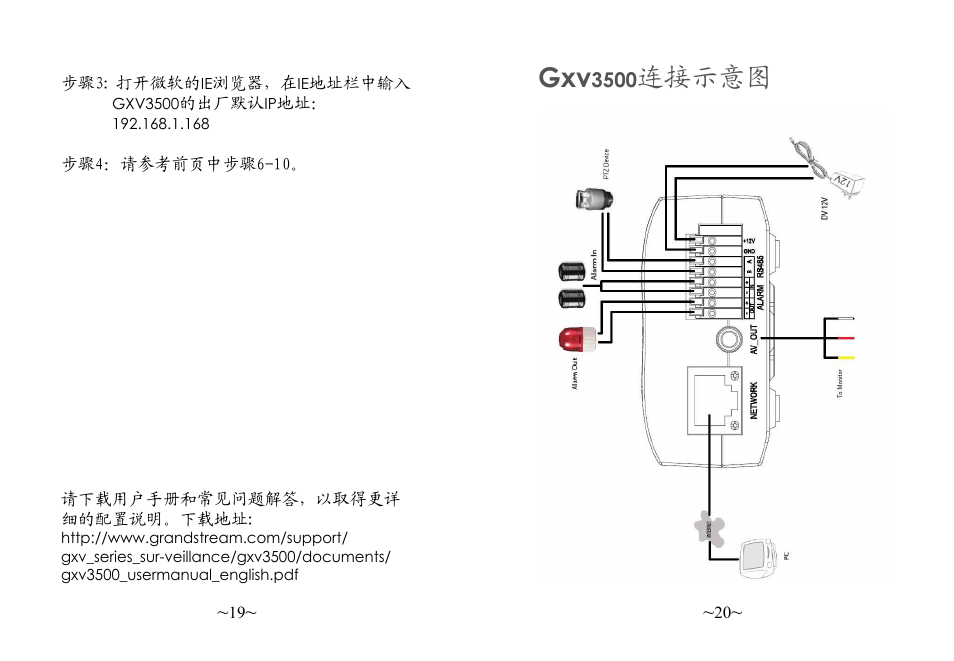 连接示意图 | Grandstream GXV3500 Quick Installation Guide User Manual | Page 12 / 32