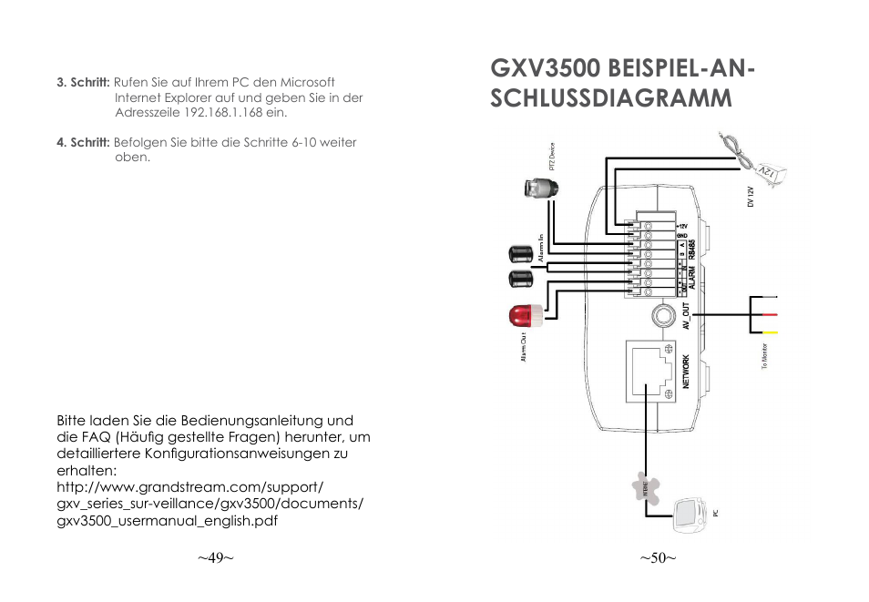 Gxv3500 beispiel-an- schlussdiagramm | Grandstream GXV3500 Quick Installation Guide User Manual | Page 27 / 32