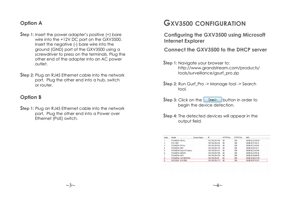 Xv3500, Configuration | Grandstream GXV3500 Quick Installation Guide User Manual | Page 4 / 32