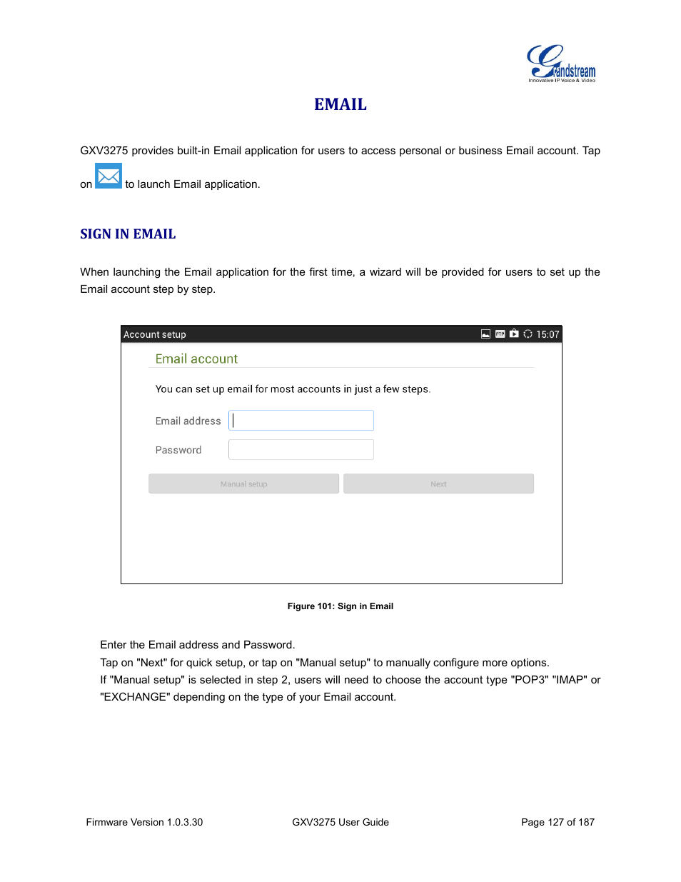 Email, Sign in email, Figure 101: sign in email | Grandstream GXV3275 User Guide User Manual | Page 129 / 189