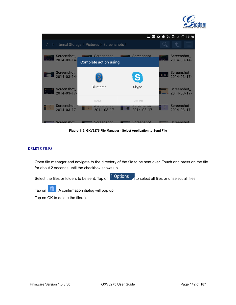 Delete files | Grandstream GXV3275 User Guide User Manual | Page 144 / 189