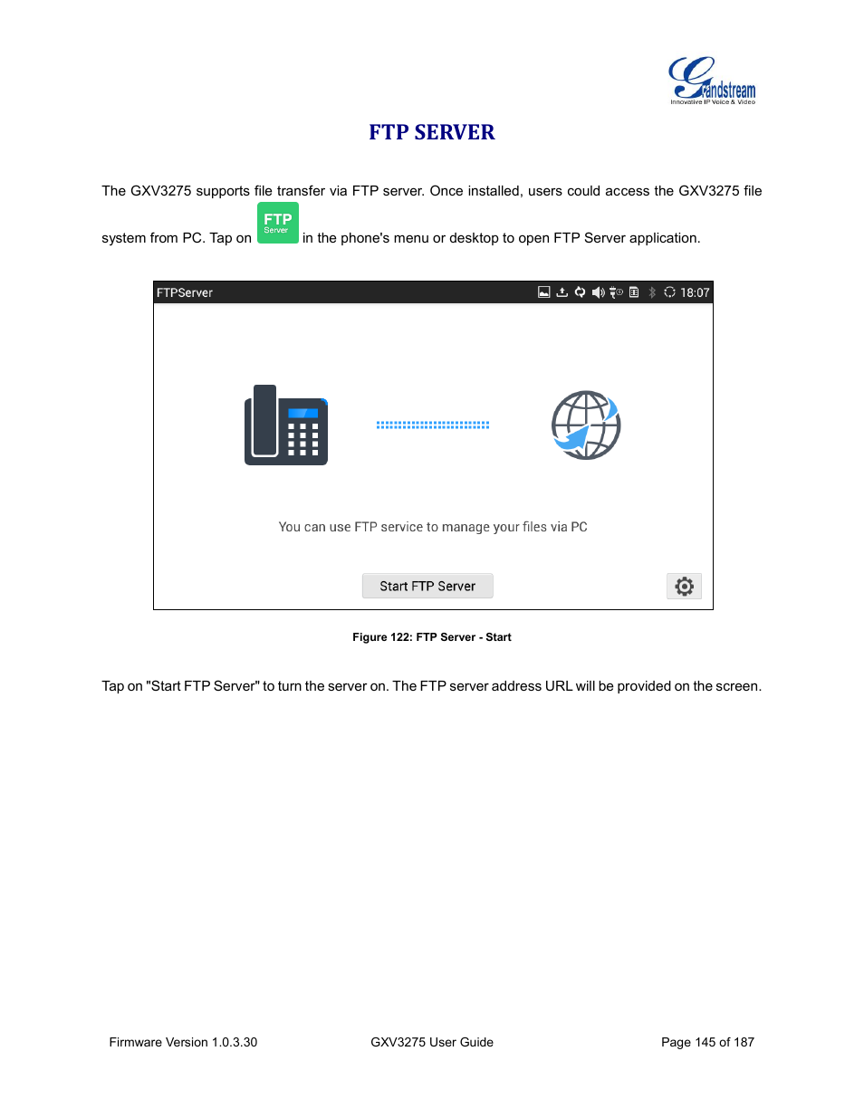 Ftp server, Figure 122: ftp server - start | Grandstream GXV3275 User Guide User Manual | Page 147 / 189