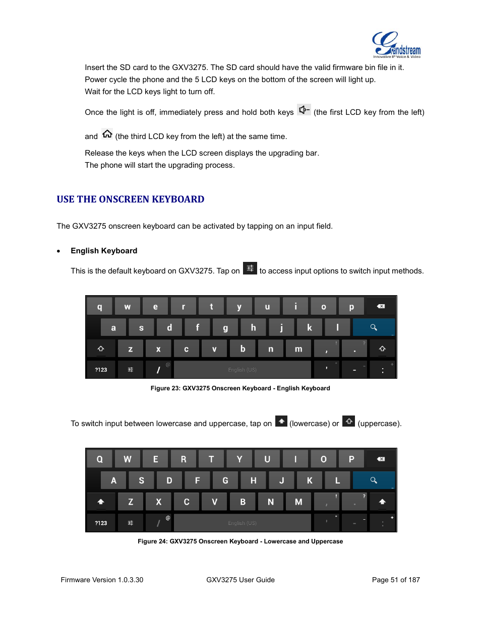 Use the onscreen keyboard | Grandstream GXV3275 User Guide User Manual | Page 53 / 189