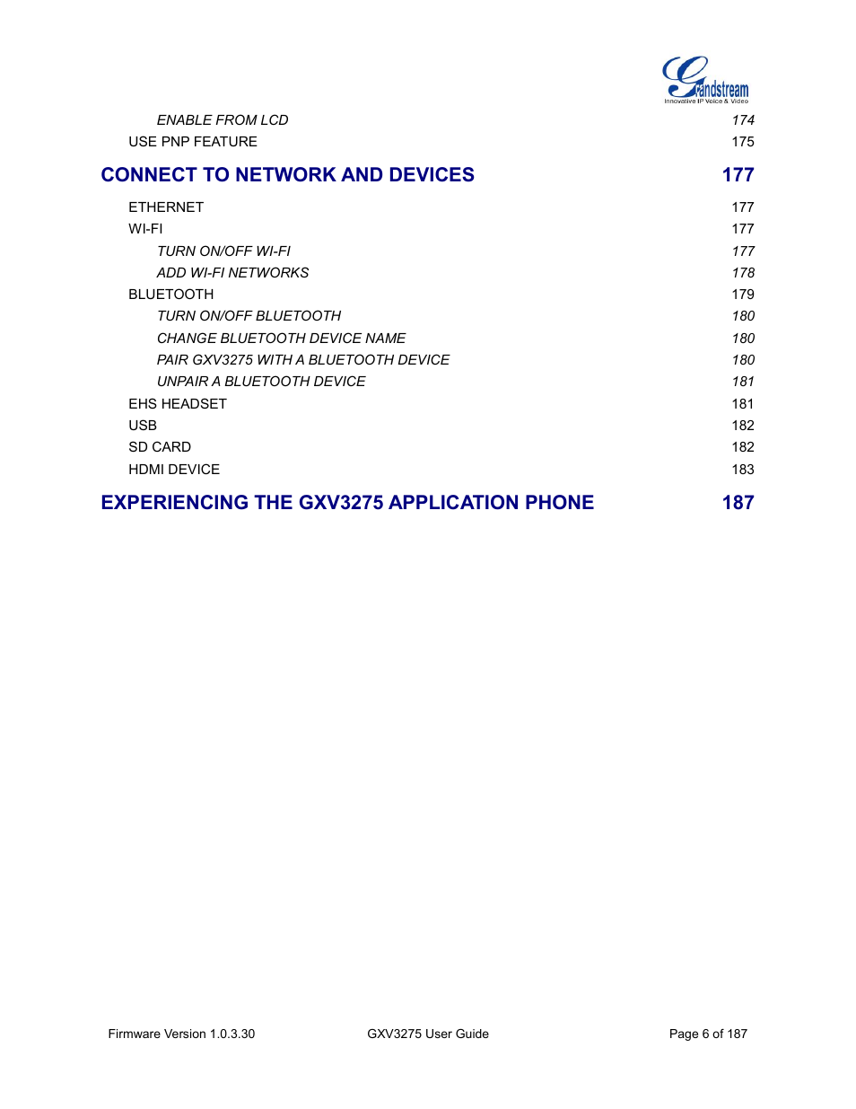 Connect to network and devices, Experiencing the gxv3275 application phone | Grandstream GXV3275 User Guide User Manual | Page 8 / 189