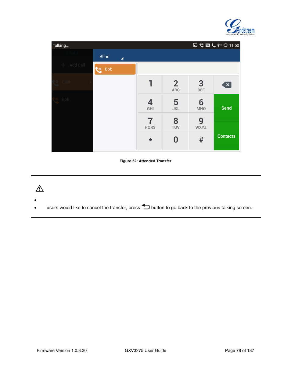 Figure 52: attended transfer | Grandstream GXV3275 User Guide User Manual | Page 80 / 189