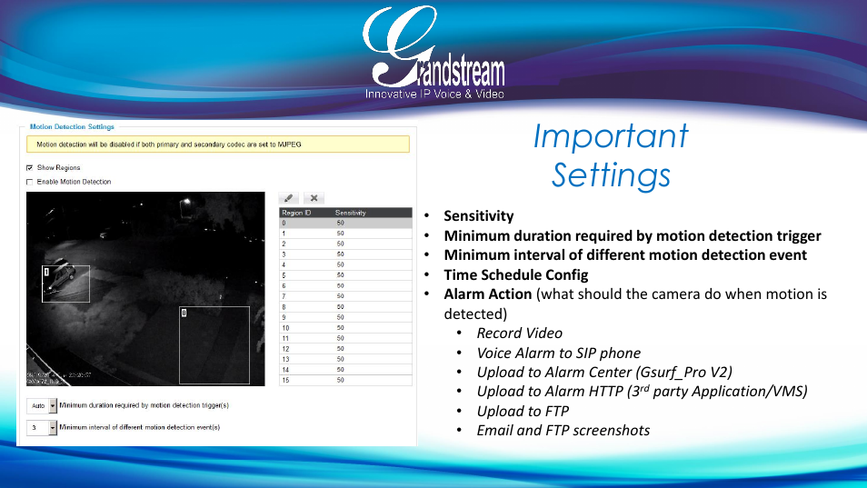 Important settings | Grandstream Door Phone Guide User Manual | Page 19 / 22
