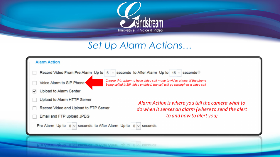 Set up alarm actions | Grandstream Door Phone Guide User Manual | Page 20 / 22
