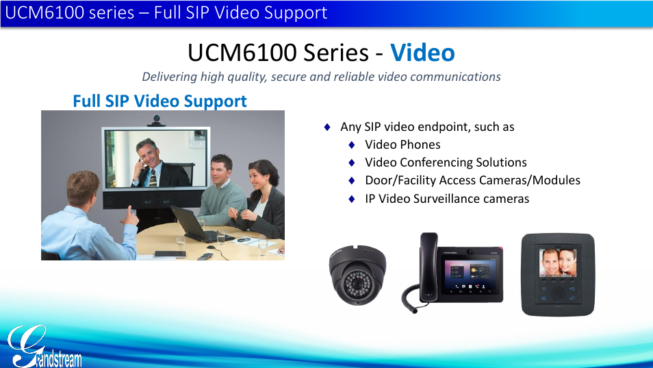 Ucm6100 series - video, Ucm6100 series – full sip video support, Full sip video support | Grandstream Door Phone Guide User Manual | Page 6 / 22