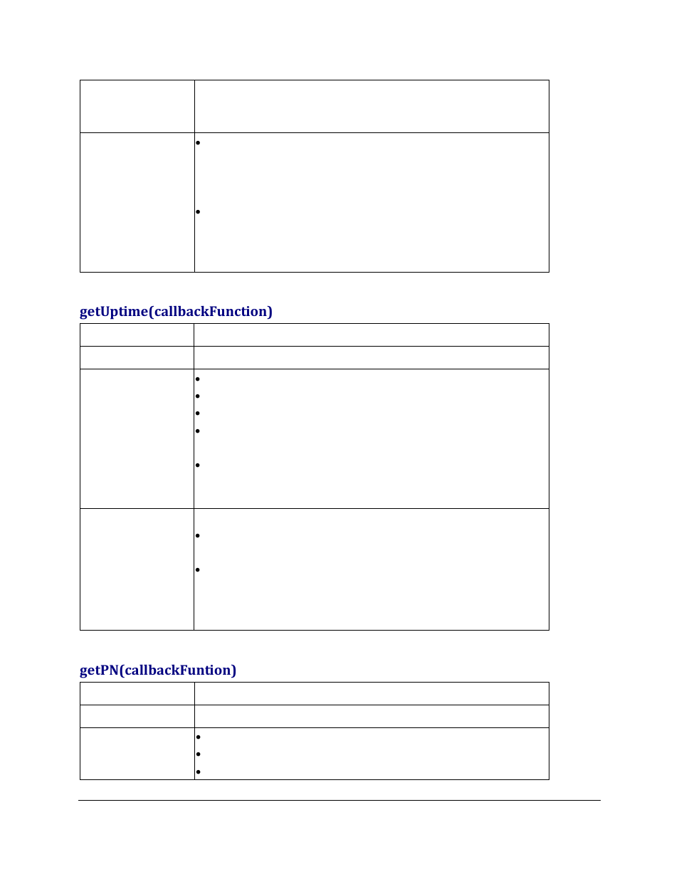 Getuptime(callbackfunction), Getpn(callbackfuntion) | Grandstream GXV3275 GMI Web Service Guide User Manual | Page 6 / 45