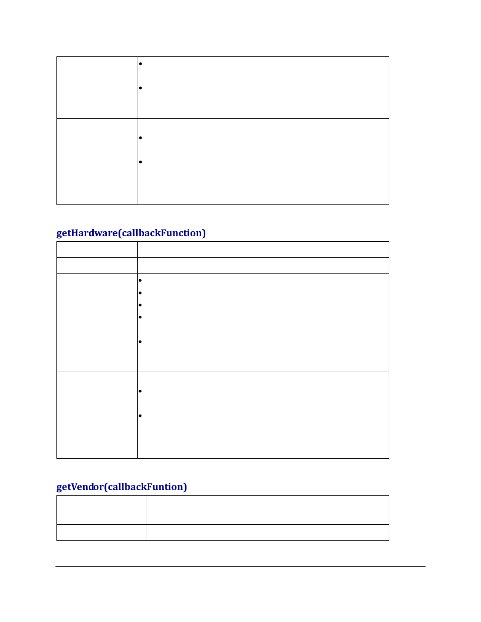 Gethardware(callbackfunction), Getvendor(callbackfuntion) | Grandstream GXV3275 GMI Web Service Guide User Manual | Page 7 / 45