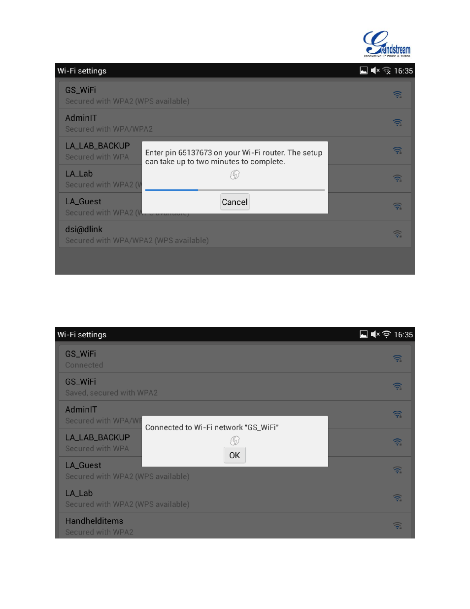 Figure 13: gxv3275 wi-fi wps pin entry | Grandstream GXV3275 Wi-Fi Guide User Manual | Page 16 / 21