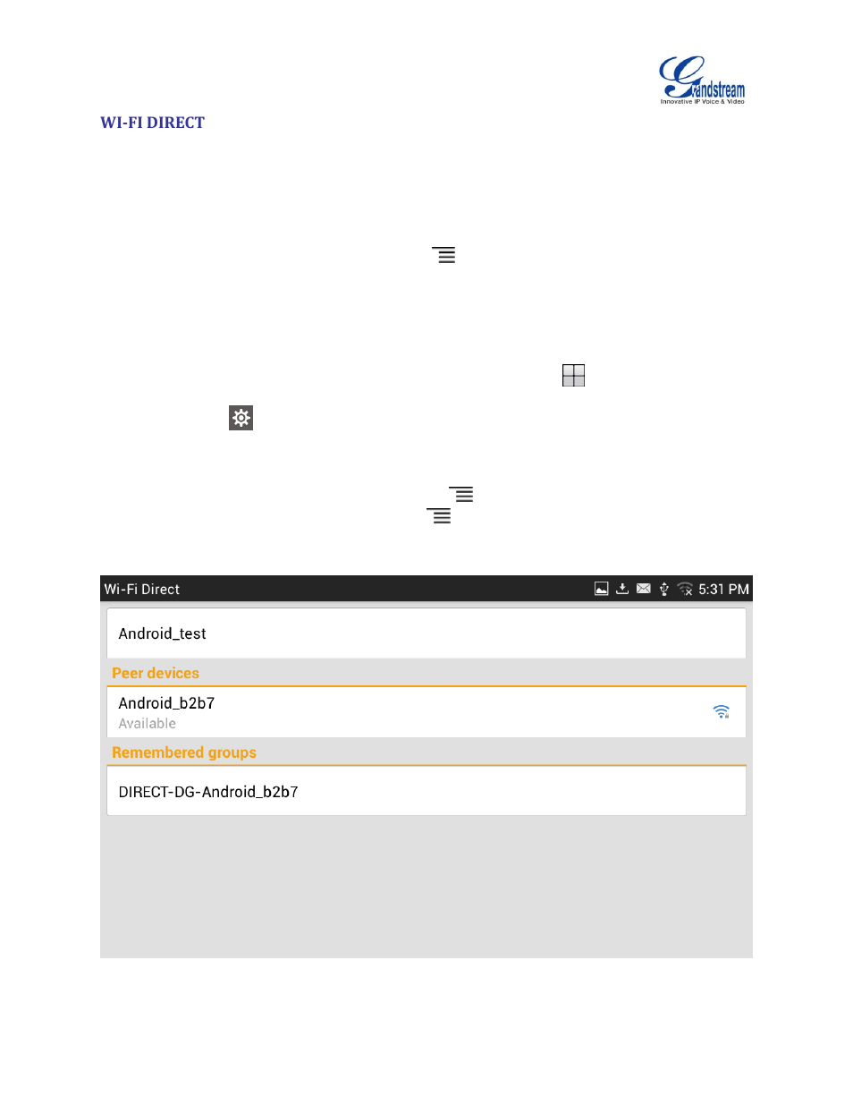 Wi-fi direct | Grandstream GXV3275 Wi-Fi Guide User Manual | Page 17 / 21