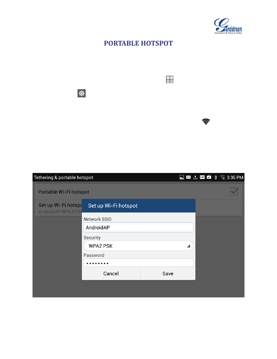 Portable hotspot, Figure 26: gxv3275 wi-fi hotspot | Grandstream GXV3275 Wi-Fi Guide User Manual | Page 21 / 21