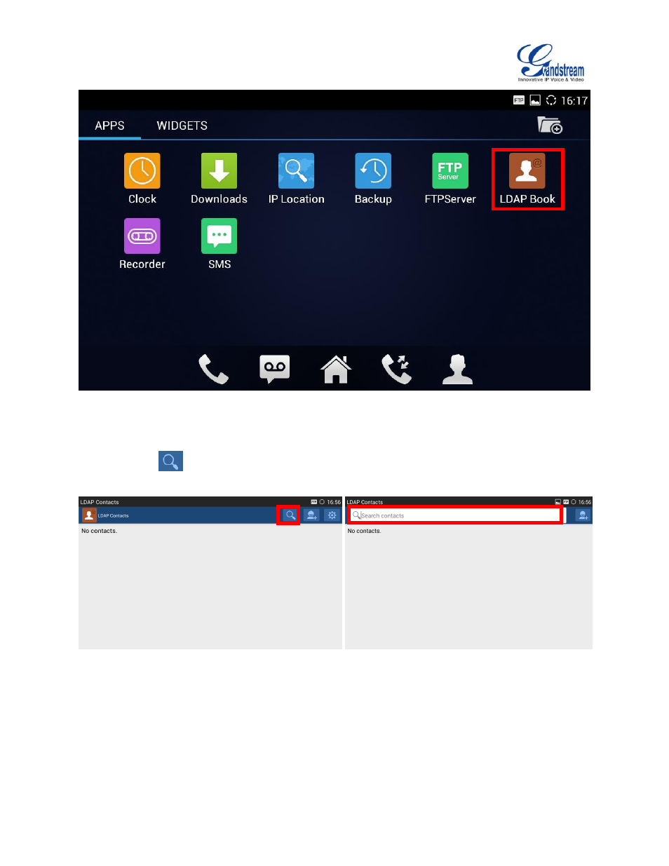 Figure 8: gxv3275 menu, Figure 9: gxv3275 ldap book - search | Grandstream GXV3275 LDAP Book Guide User Manual | Page 16 / 23
