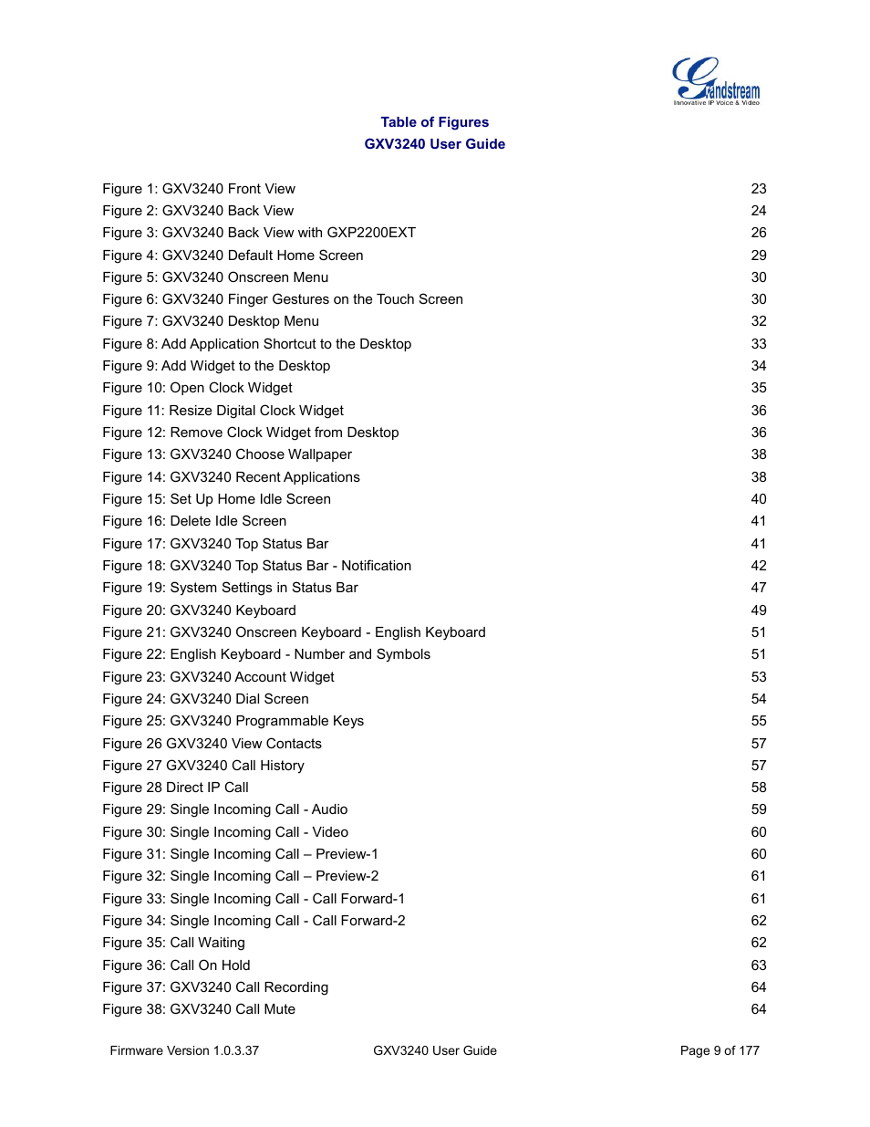 Grandstream GXV3240 User Guide User Manual | Page 11 / 179