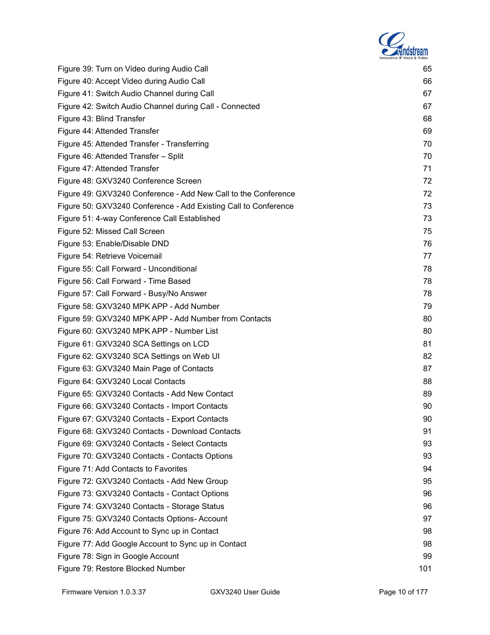 Grandstream GXV3240 User Guide User Manual | Page 12 / 179