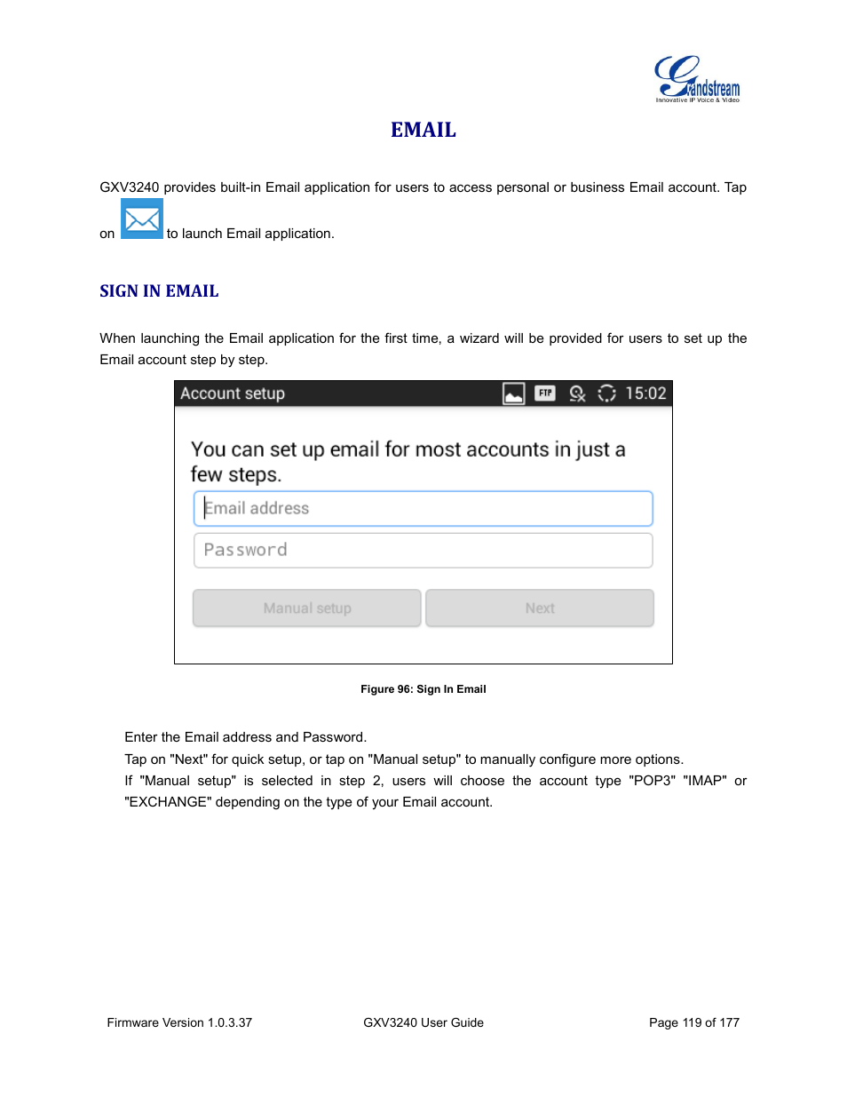 Email, Sign in email, Figure 96: sign in email | Grandstream GXV3240 User Guide User Manual | Page 121 / 179