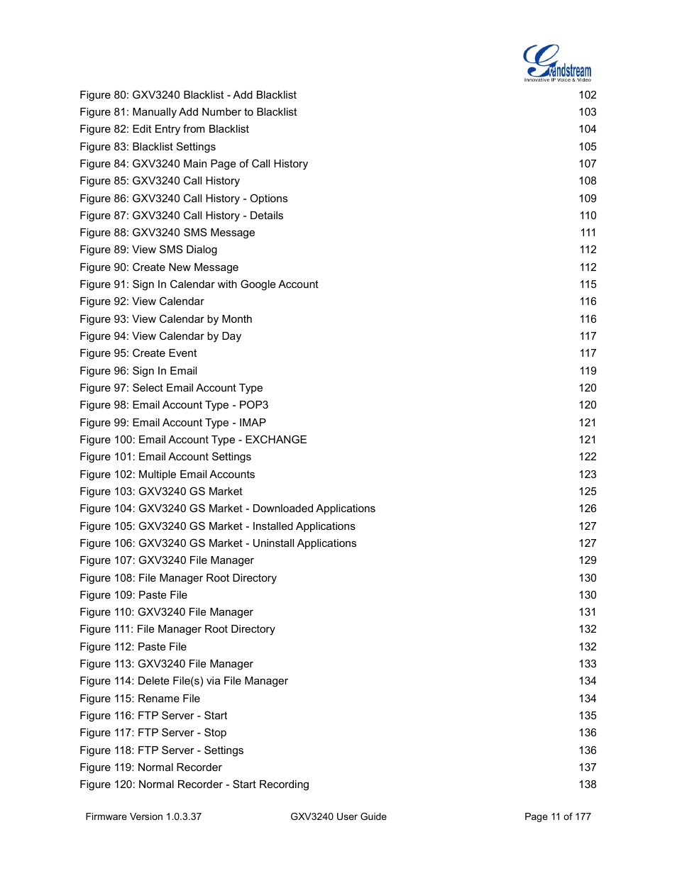 Grandstream GXV3240 User Guide User Manual | Page 13 / 179