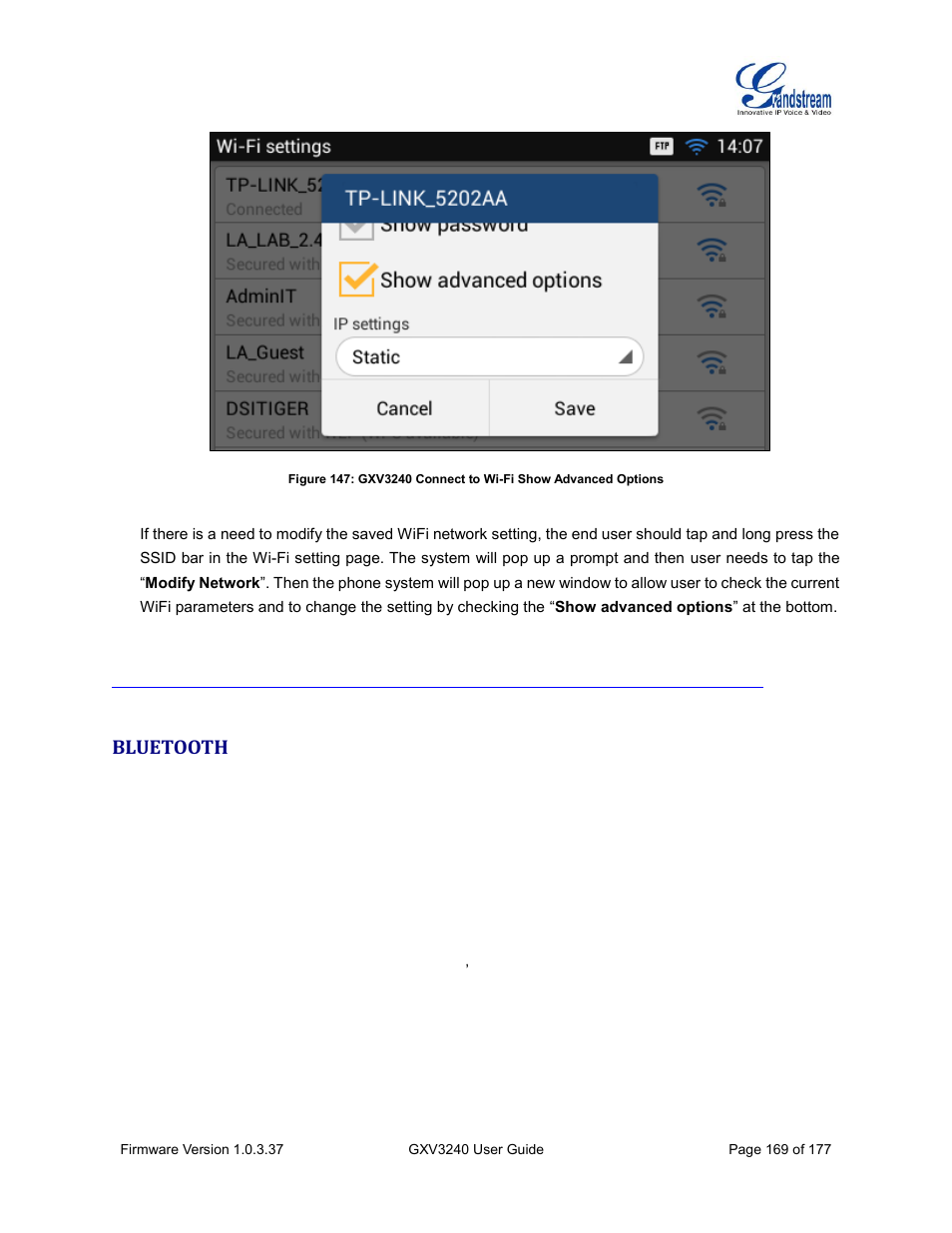 Bluetooth | Grandstream GXV3240 User Guide User Manual | Page 171 / 179