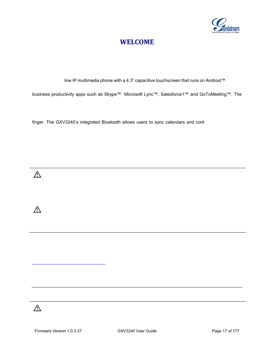 Welcome | Grandstream GXV3240 User Guide User Manual | Page 19 / 179