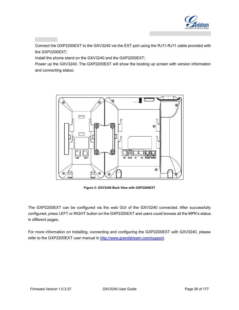 Figure 3: gxv3240 back view with gxp2200ext | Grandstream GXV3240 User Guide User Manual | Page 28 / 179