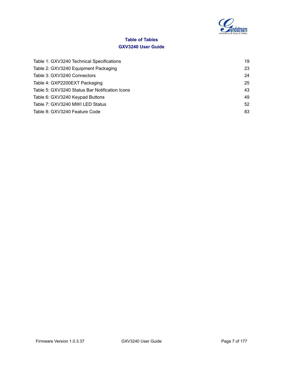 Grandstream GXV3240 User Guide User Manual | Page 9 / 179