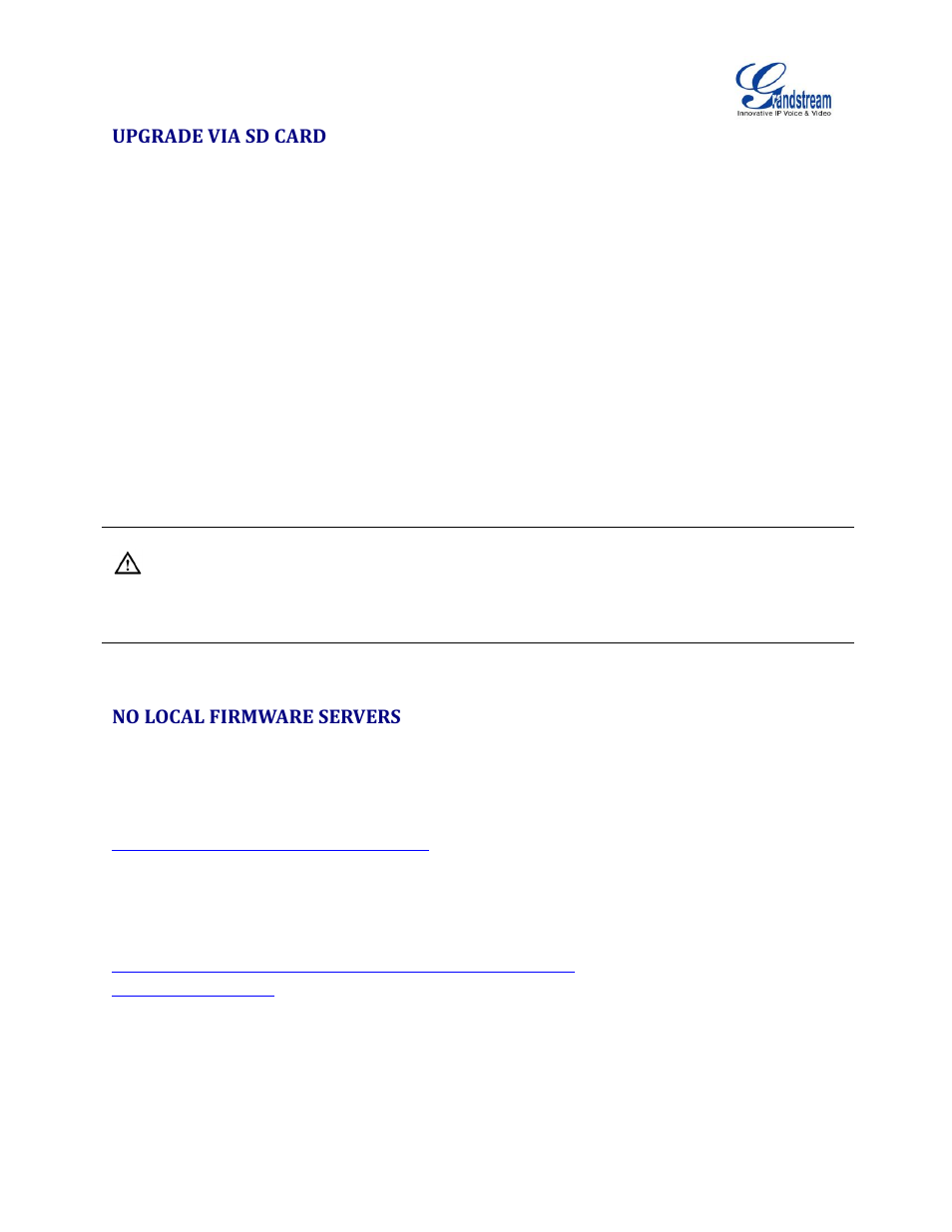 Upgrade via sd card, No local firmware servers | Grandstream GXV3240 Administration Guide User Manual | Page 109 / 119