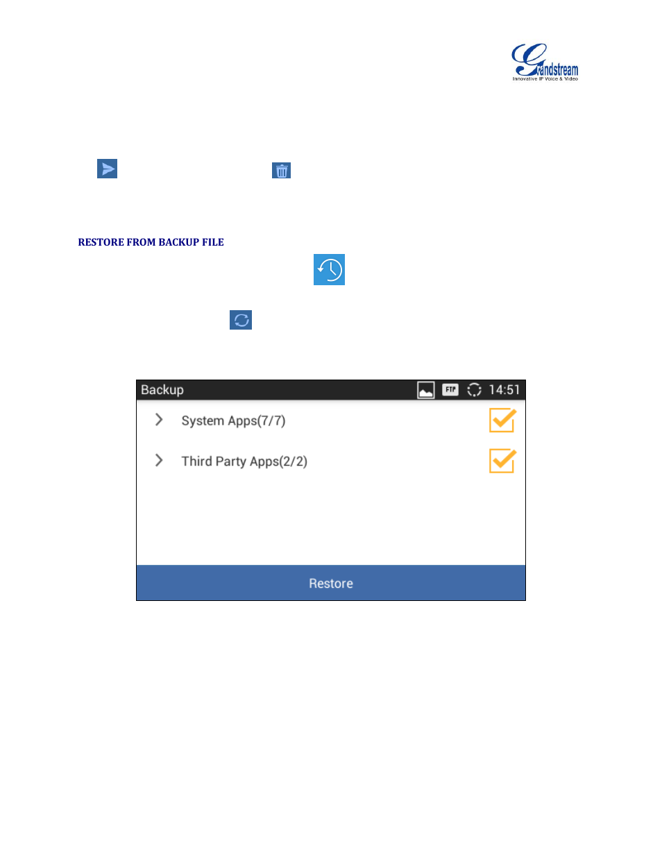 Restore from backup file | Grandstream GXV3240 Administration Guide User Manual | Page 112 / 119