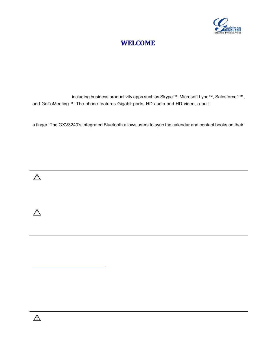 Welcome | Grandstream GXV3240 Administration Guide User Manual | Page 15 / 119