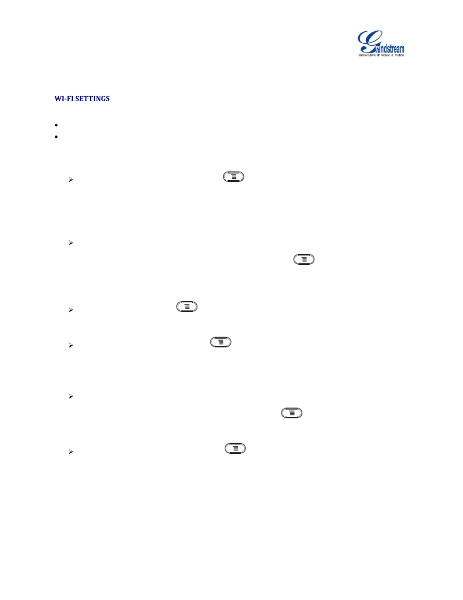 Wi-fi settings | Grandstream GXV3240 Administration Guide User Manual | Page 25 / 119