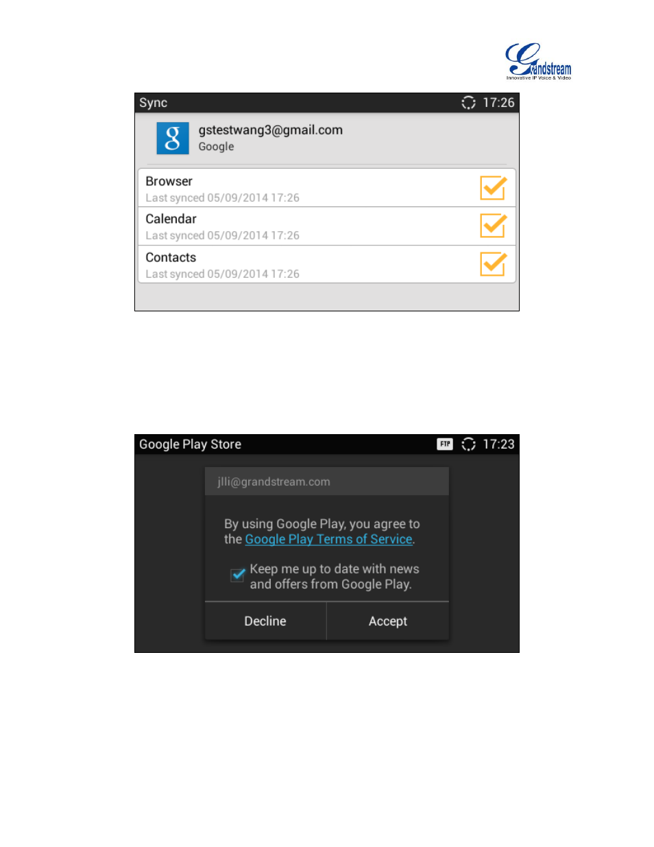 Figure 9: gxv3240 google play account | Grandstream GXV3240 Administration Guide User Manual | Page 38 / 119