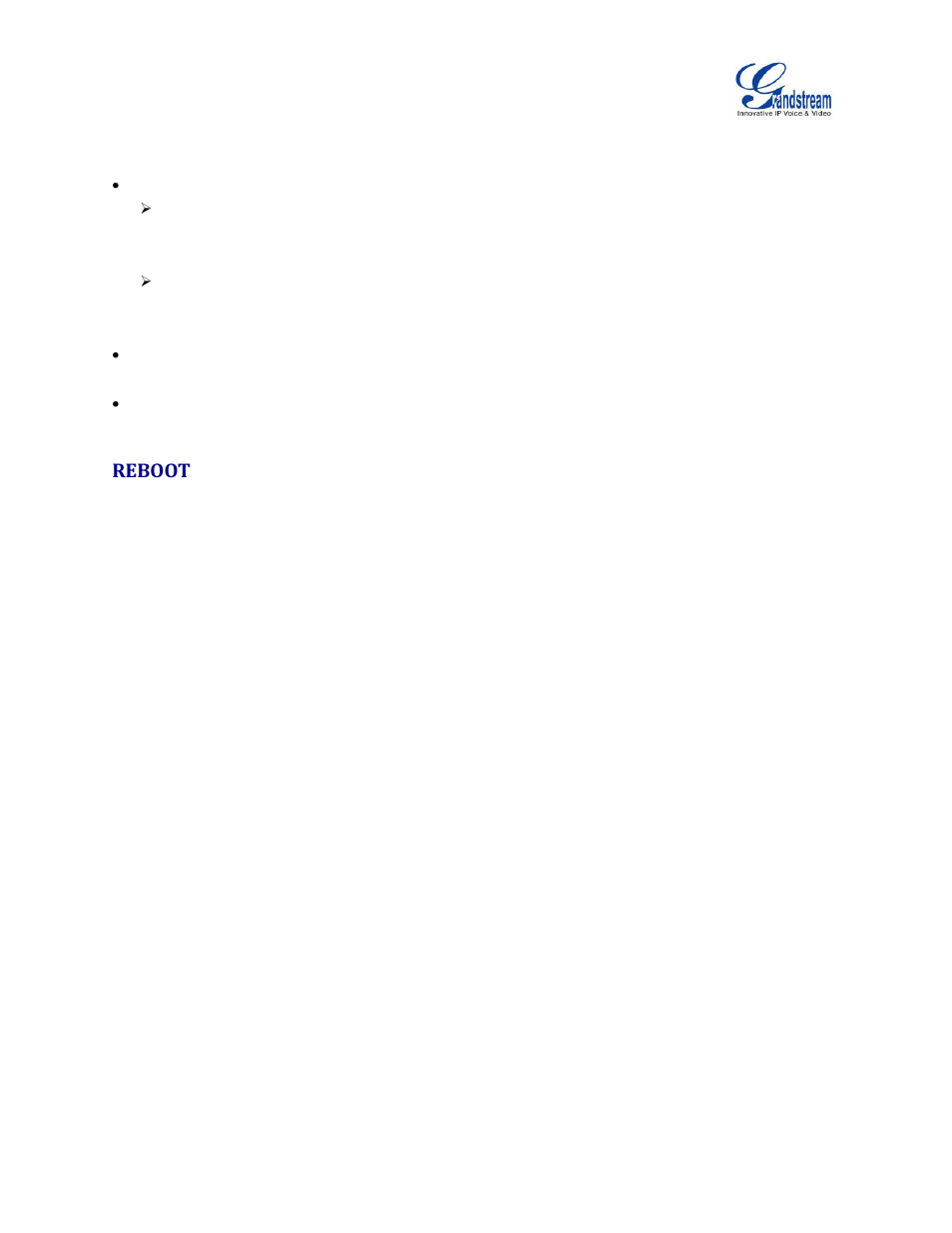 Reboot | Grandstream GXV3240 Administration Guide User Manual | Page 41 / 119