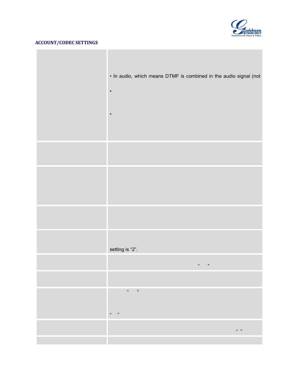 Account/codec settings, E [account/codec settings | Grandstream GXV3240 Administration Guide User Manual | Page 59 / 119